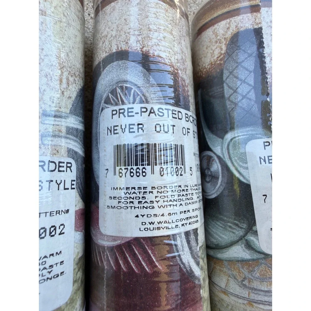 Vintage D.W. Wallcovering Antique Car Wallpaper Border 3‎ Rolls 12yds NOS 1002